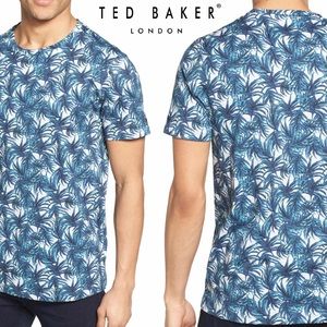 Ted Baker Retro Leaf Print T-Shirt in Blue